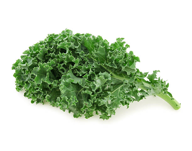 Fresh green kale leaves on a dark background